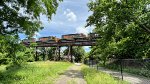 WE 7017 is last out onto the trestle.